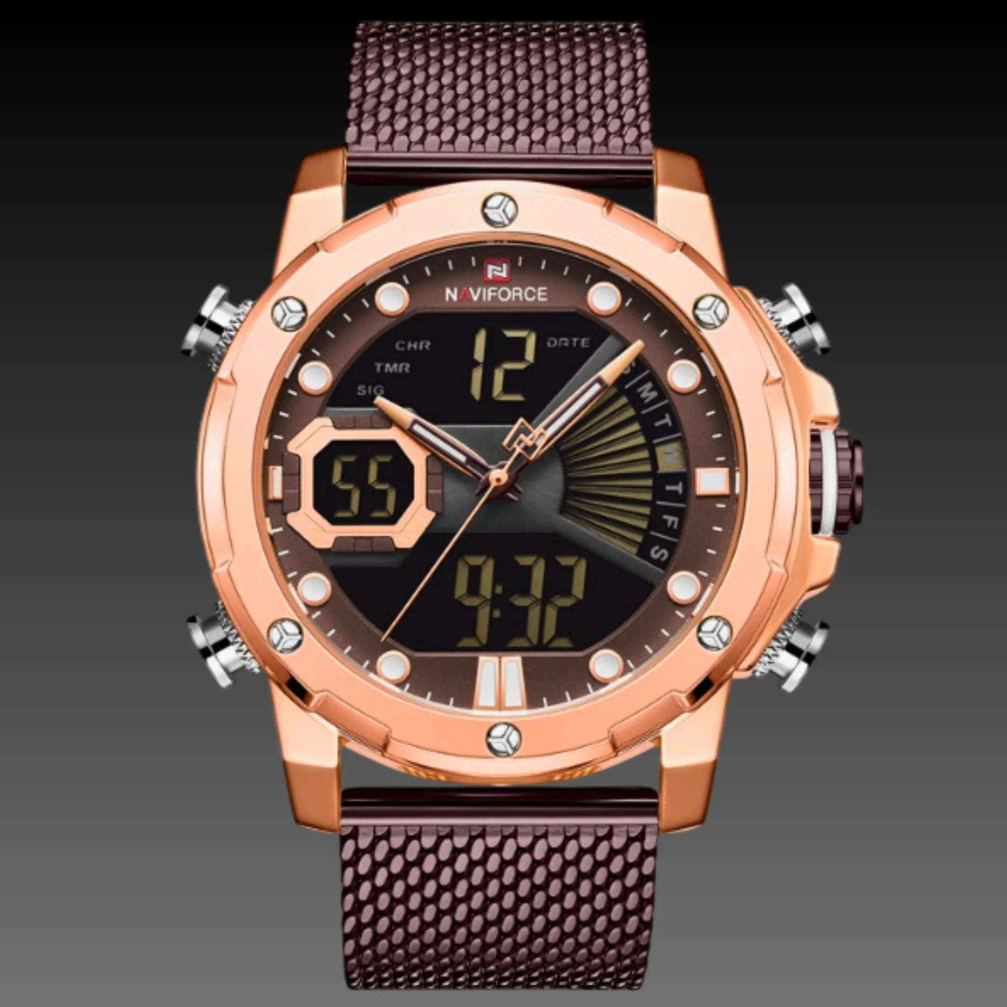 Men's 50mm Tactical Military Watch: Dual Display | 5ATM Waterproof