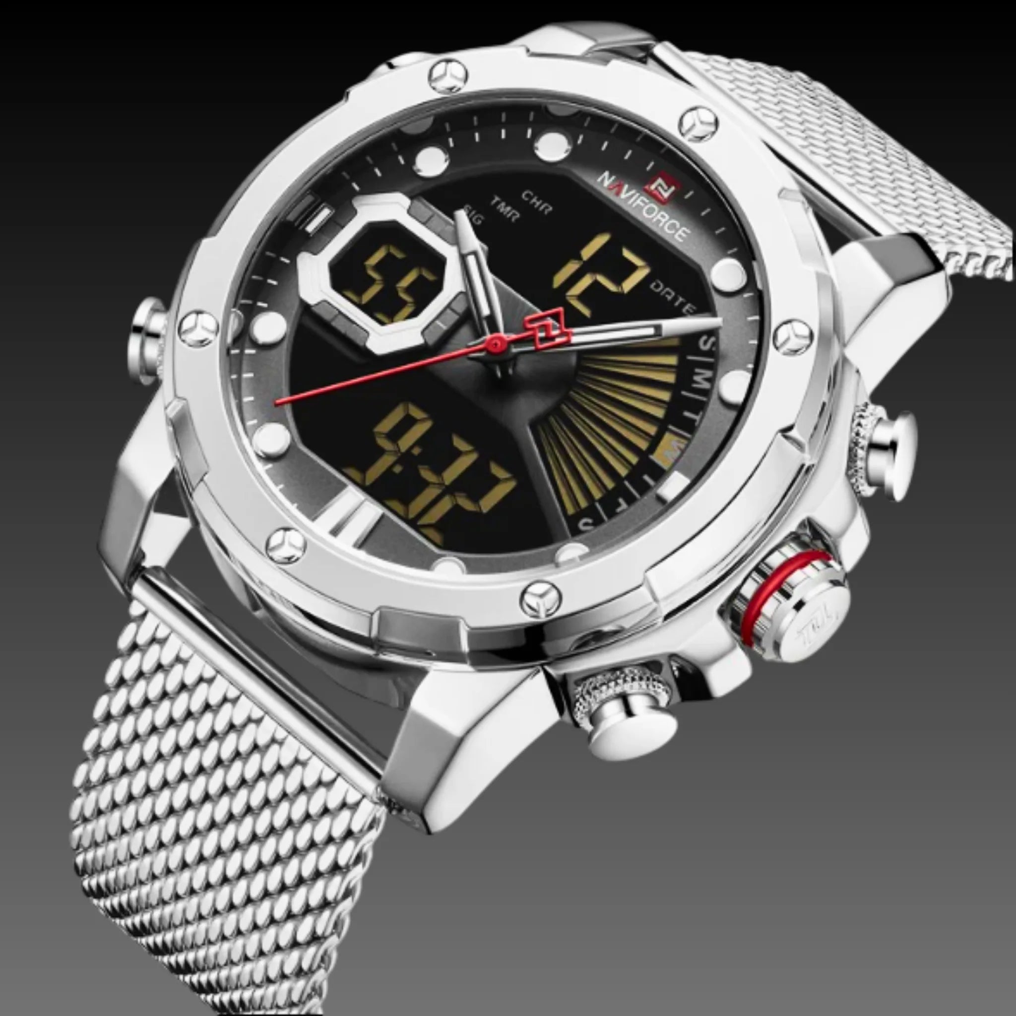 Men's 50mm Tactical Military Watch: Dual Display | 5ATM Waterproof
