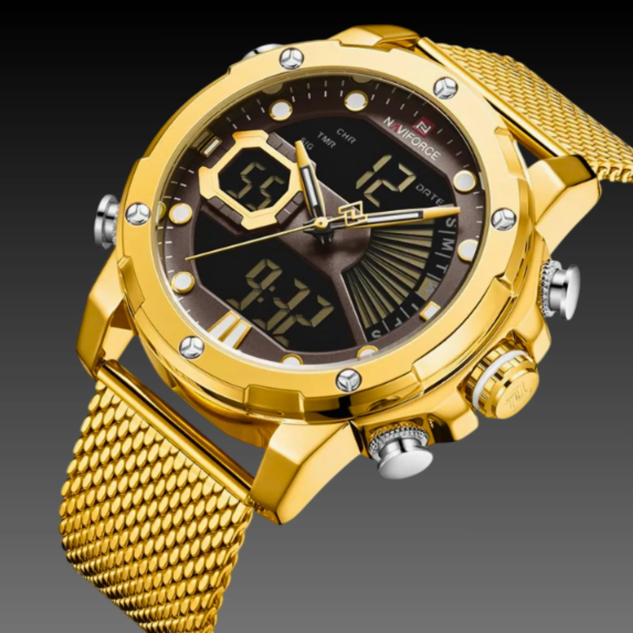 Men's 50mm Tactical Military Watch: Dual Display | 5ATM Waterproof
