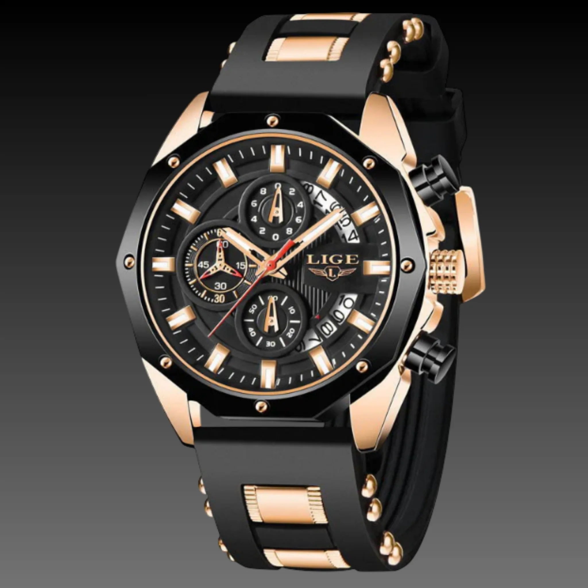 Men's Tonneau Sport Chronograph | Silicone Strap Racing Watch | Luxury Barrel Shape Quartz