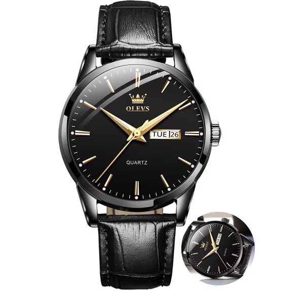 OLEVS Watches for Men Minimalist Ultra Thin Fashion Casual Analog Quartz Date Watch Waterproof Slim Simple Big Face Dress Mens Wrist Watches with Retro Leather Band for Men Reloj para Hombre