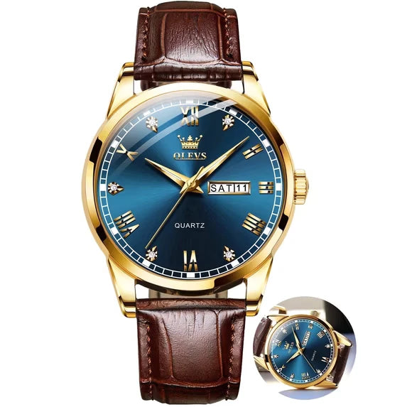 OLEVS Watches for Men Minimalist Ultra Thin Fashion Casual Analog Quartz Date Watch Waterproof Slim Simple Big Face Dress Mens Wrist Watches with Retro Leather Band for Men Reloj para Hombre