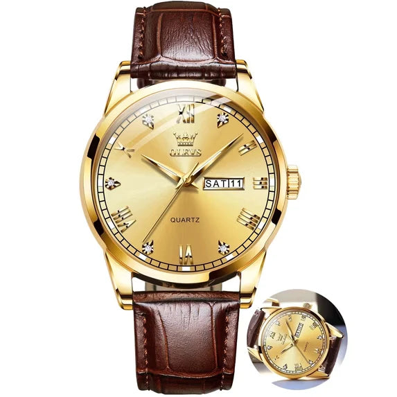 OLEVS Watches for Men Minimalist Ultra Thin Fashion Casual Analog Quartz Date Watch Waterproof Slim Simple Big Face Dress Mens Wrist Watches with Retro Leather Band for Men Reloj para Hombre
