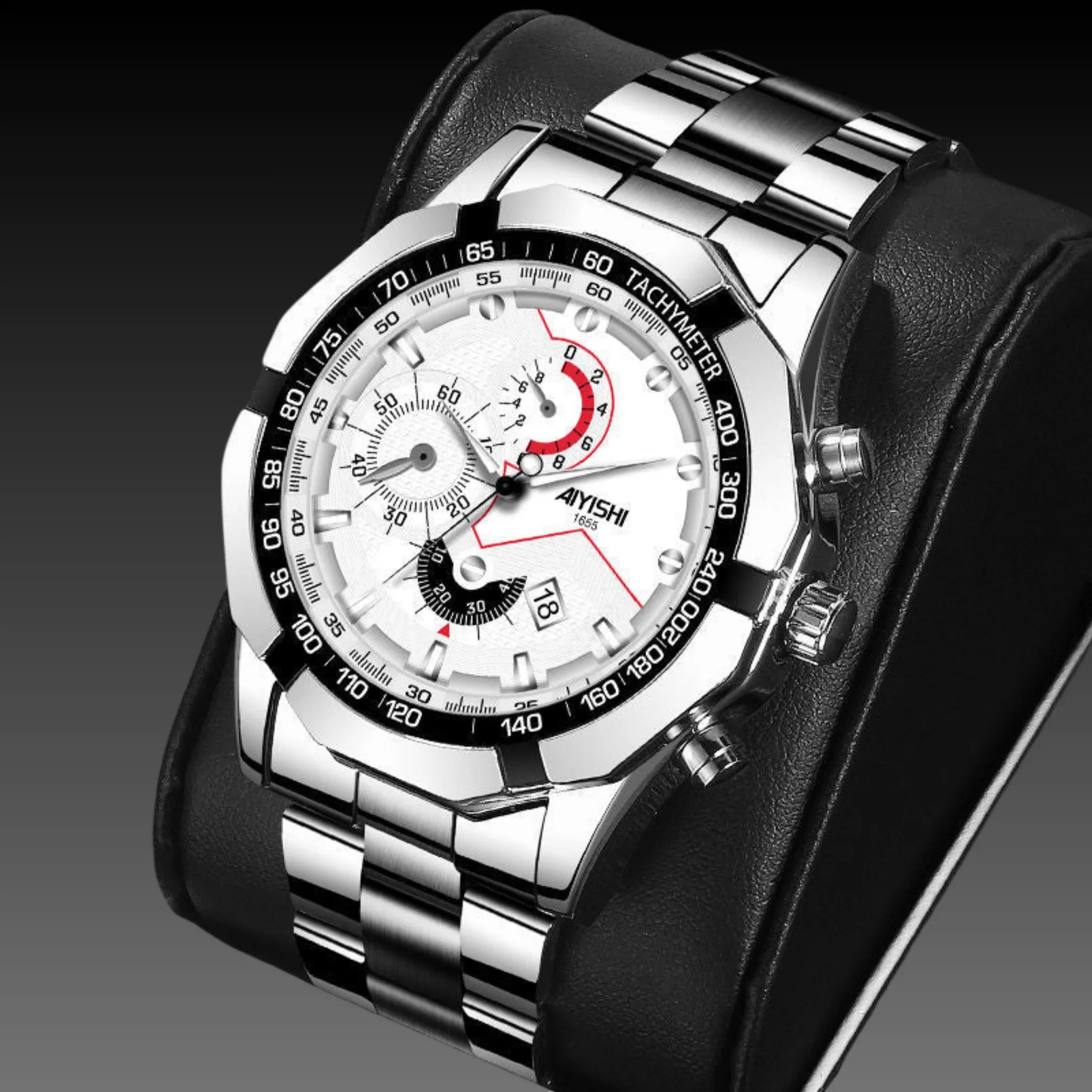 Men's 45mm Premium Business Watch: Quartz | Stainless Steel | Auto-Date