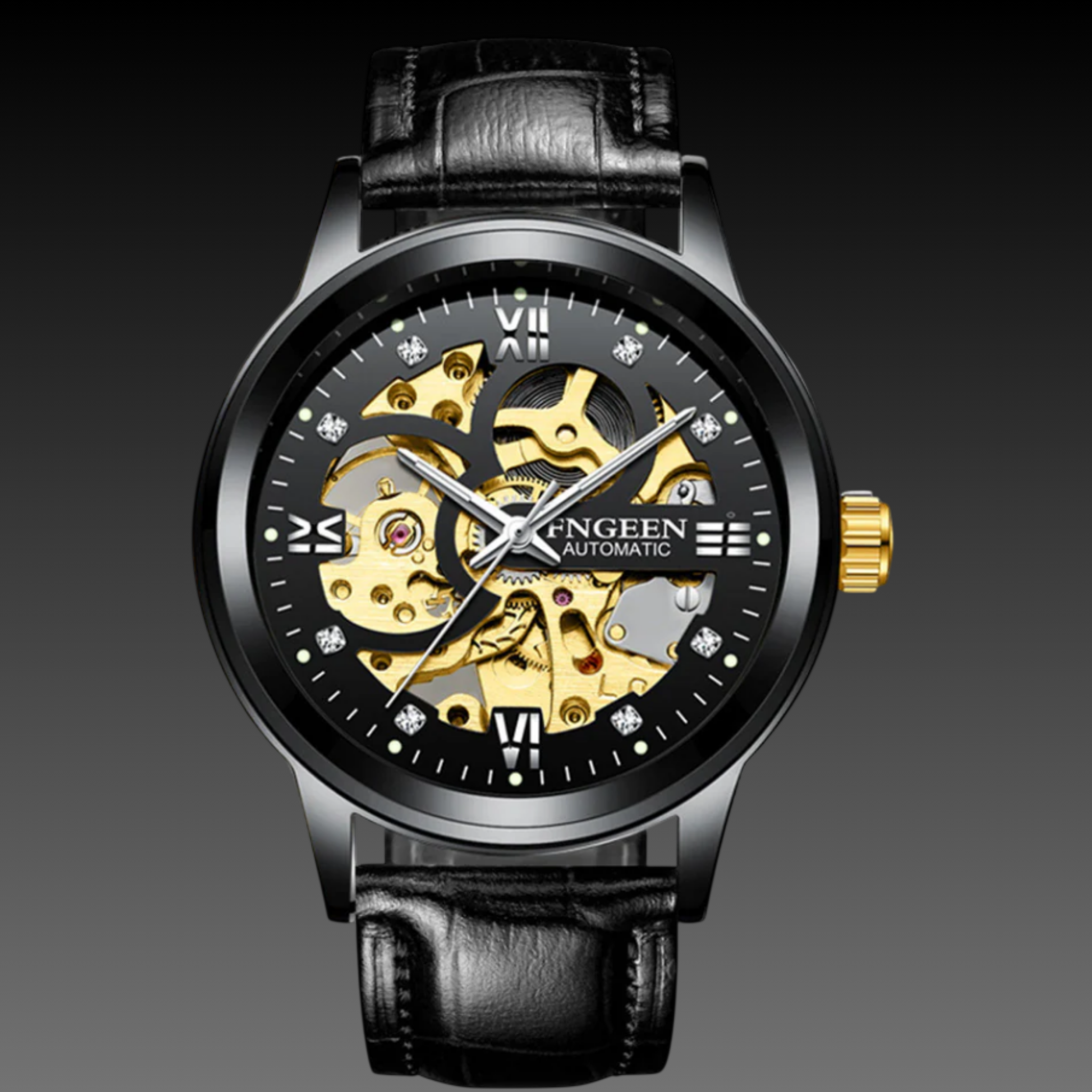 Men's 40mm Skeleton Automatic Watch: Luminous | Stainless Steel | Open-Heart