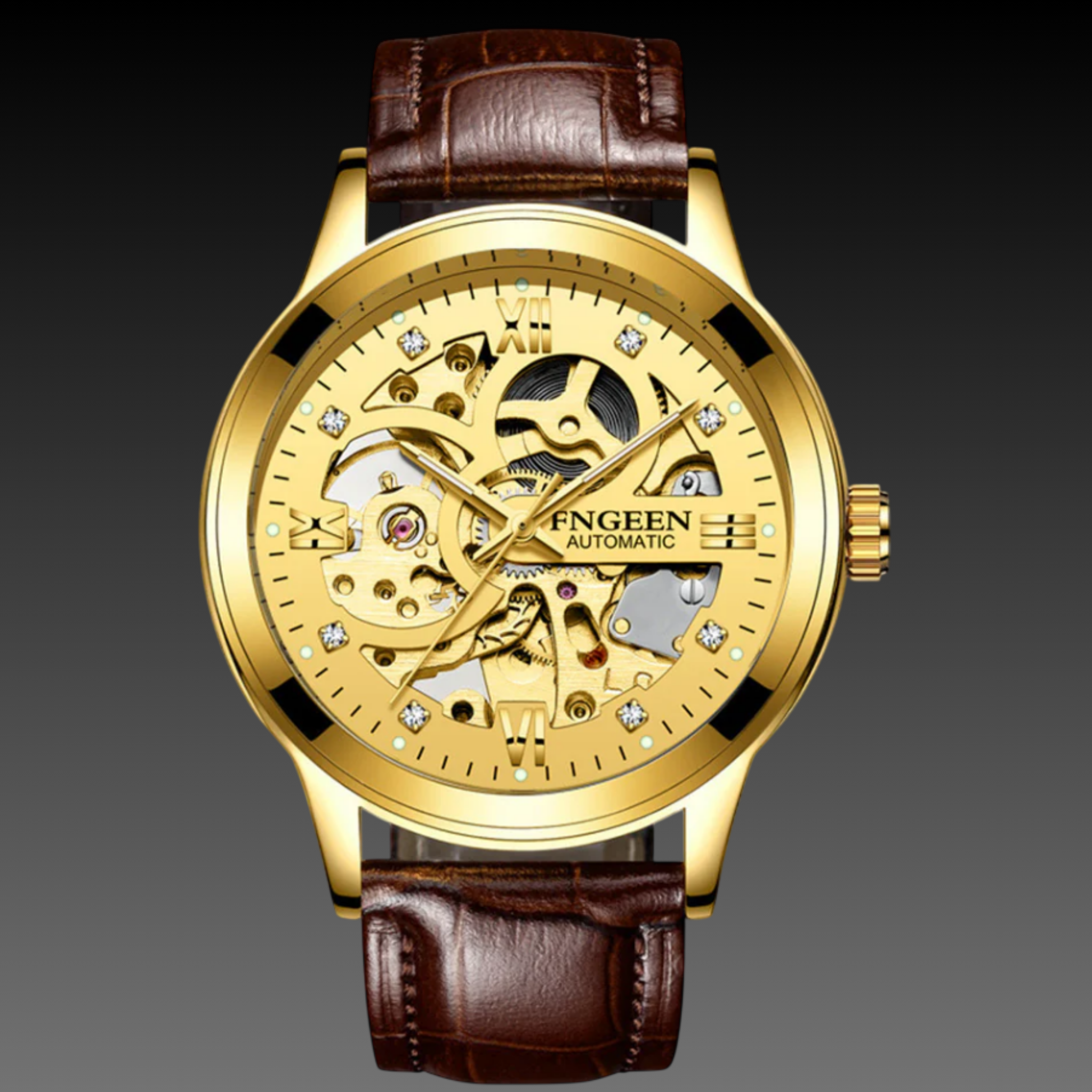 Men's 40mm Skeleton Automatic Watch: Luminous | Stainless Steel | Open-Heart