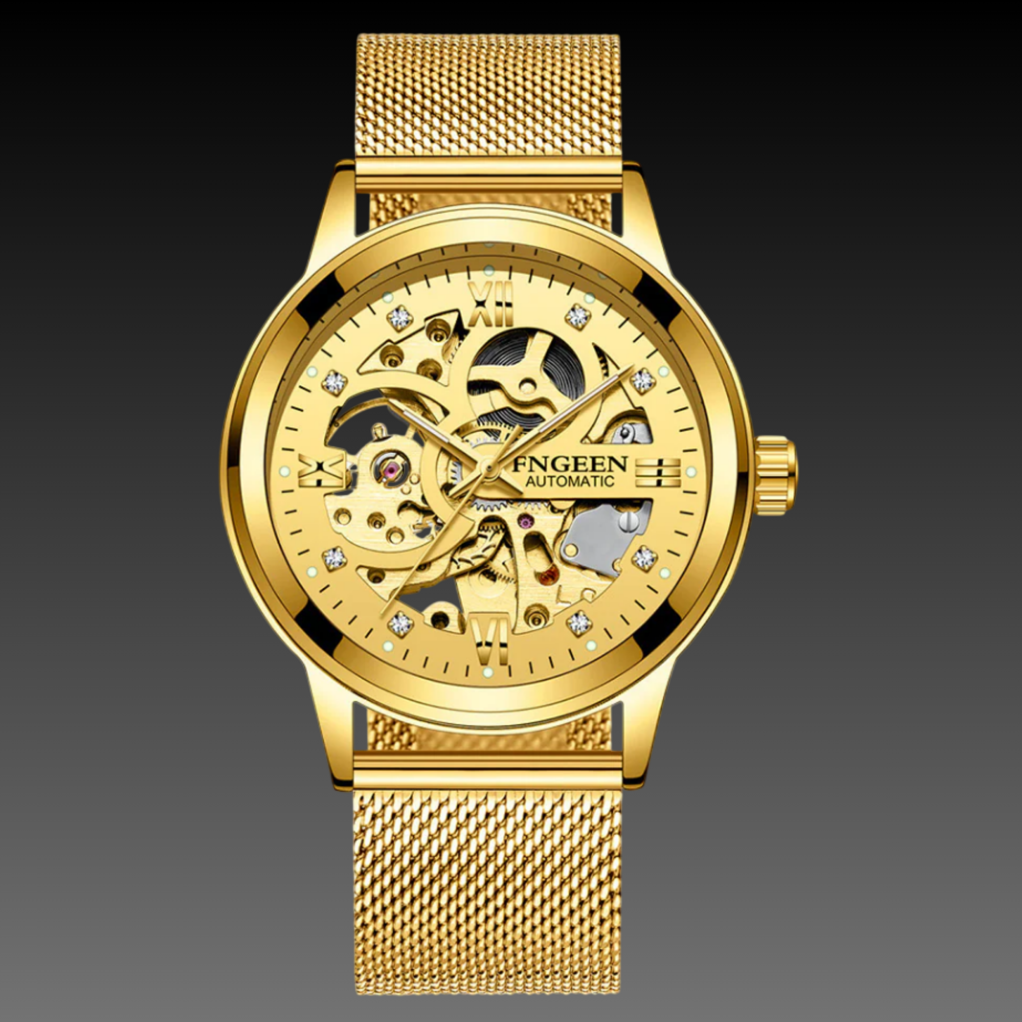 Men's 40mm Skeleton Automatic Watch: Luminous | Stainless Steel | Open-Heart