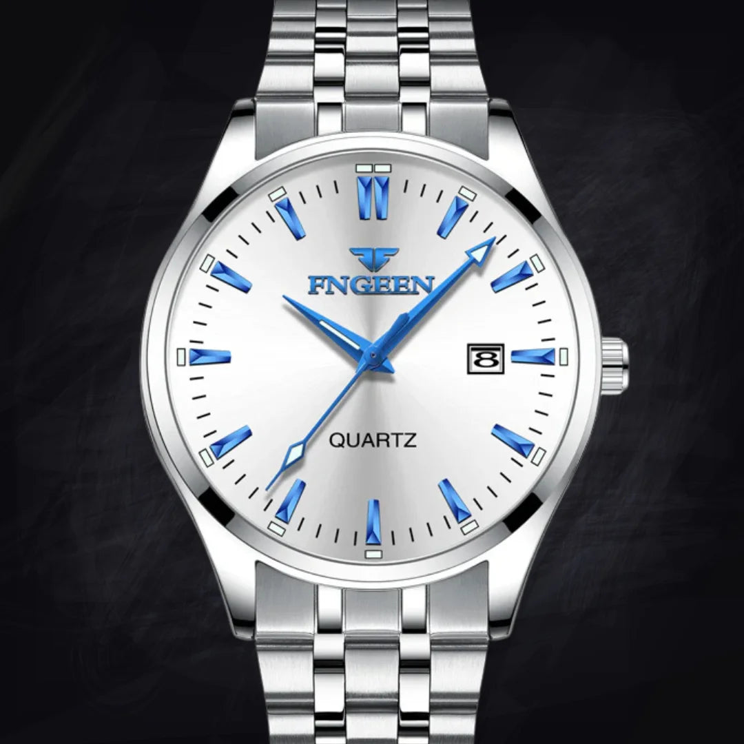 Men's 10mm Slim Quartz Watch: Folding Buckle | Steel & Leather Options