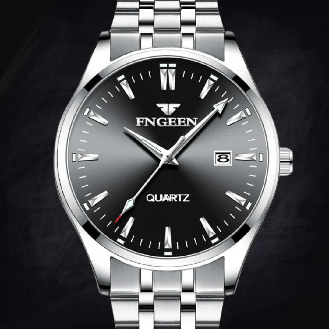 Men's 10mm Slim Quartz Watch: Folding Buckle | Steel & Leather Options