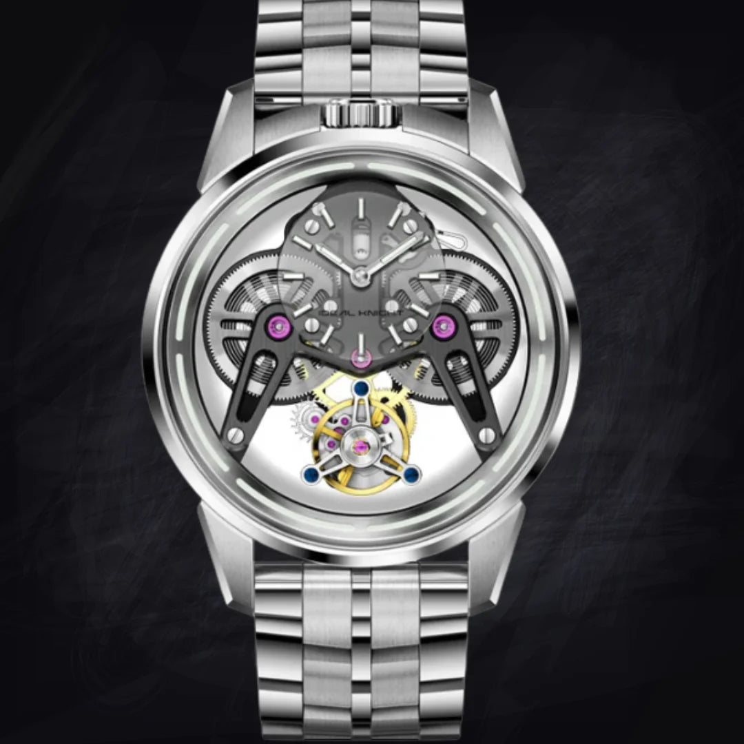 New Armor Tourbillon Mechanical Watch for Men — 13.5mm Oversize Metal Watch