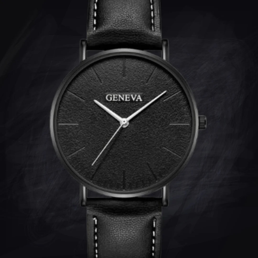 Men's 40mm Ultra-Thin Minimalist Watch: 8mm Slim | Lightweight Geneva Quartz