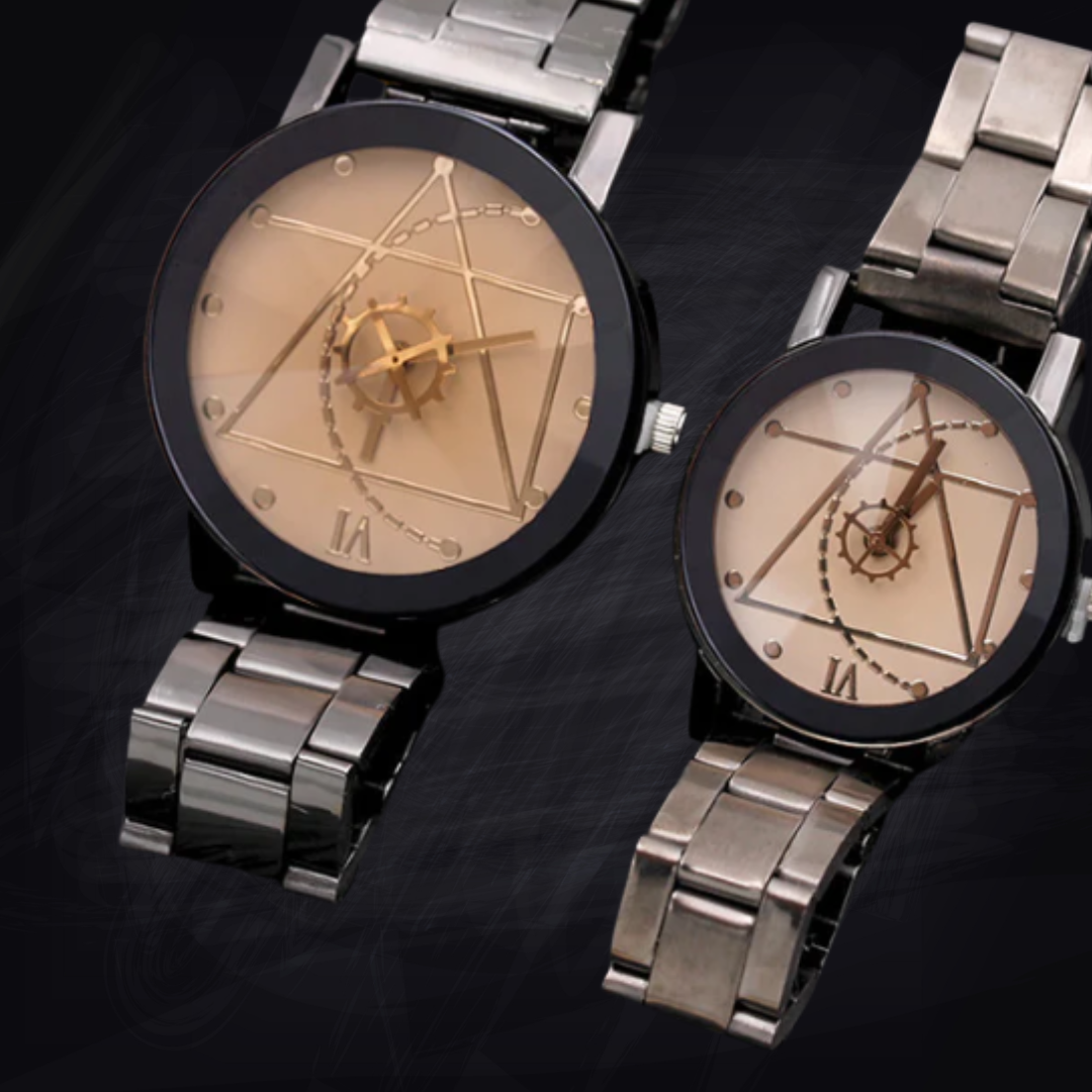 Fashion Gear Compass Turntable Stainless Steel Couple Watches (Men’s & Women’s)