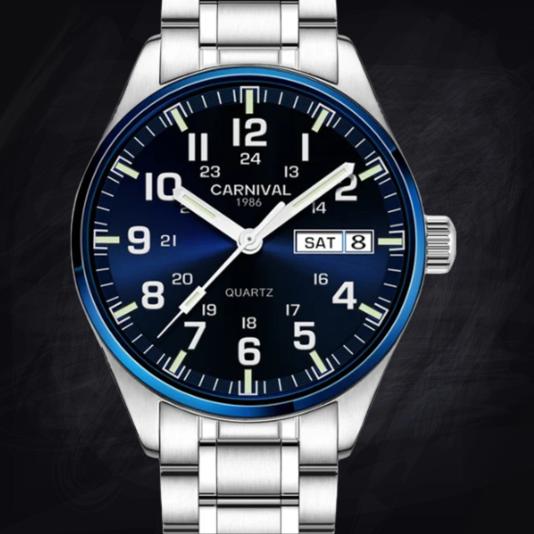 Men's Luminous Quartz Watch – 40mm Calendar Date Display with Night Vision