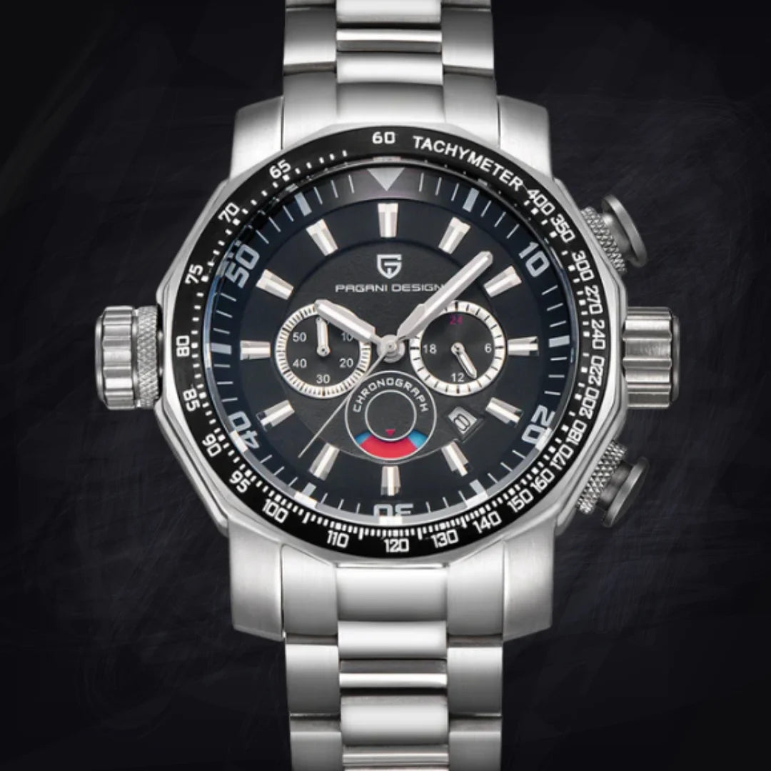 Pagani Design Luxury Multifunction Quartz Watch – Men’s Stainless Steel Chronograph with Luminous Dial & Waterproof Build