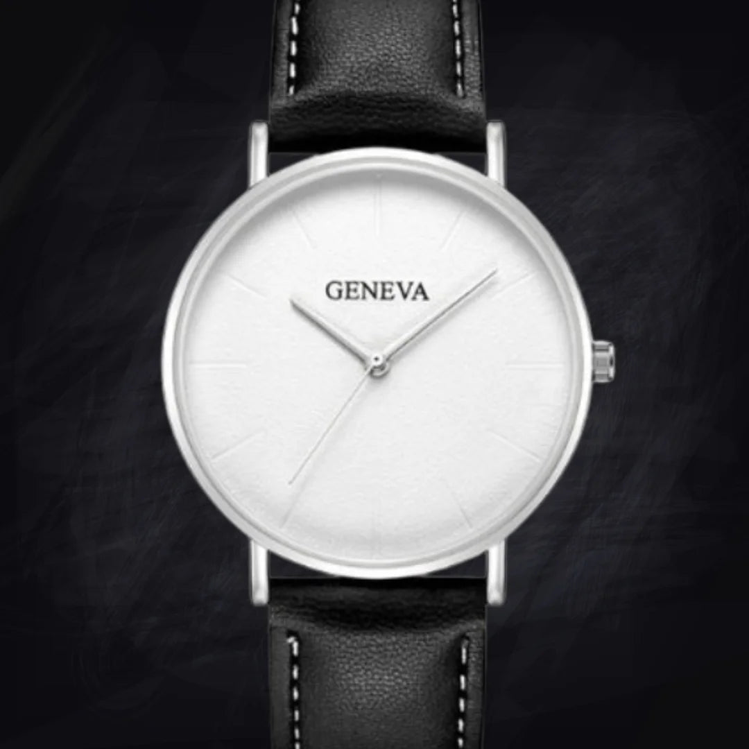 Men's 40mm Ultra-Thin Minimalist Watch: 8mm Slim | Lightweight Geneva Quartz