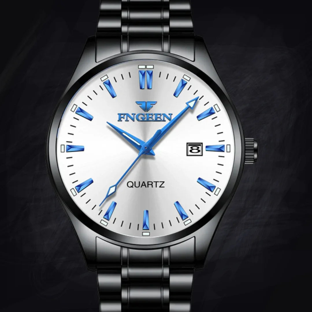 Men's 10mm Slim Quartz Watch: Folding Buckle | Steel & Leather Options