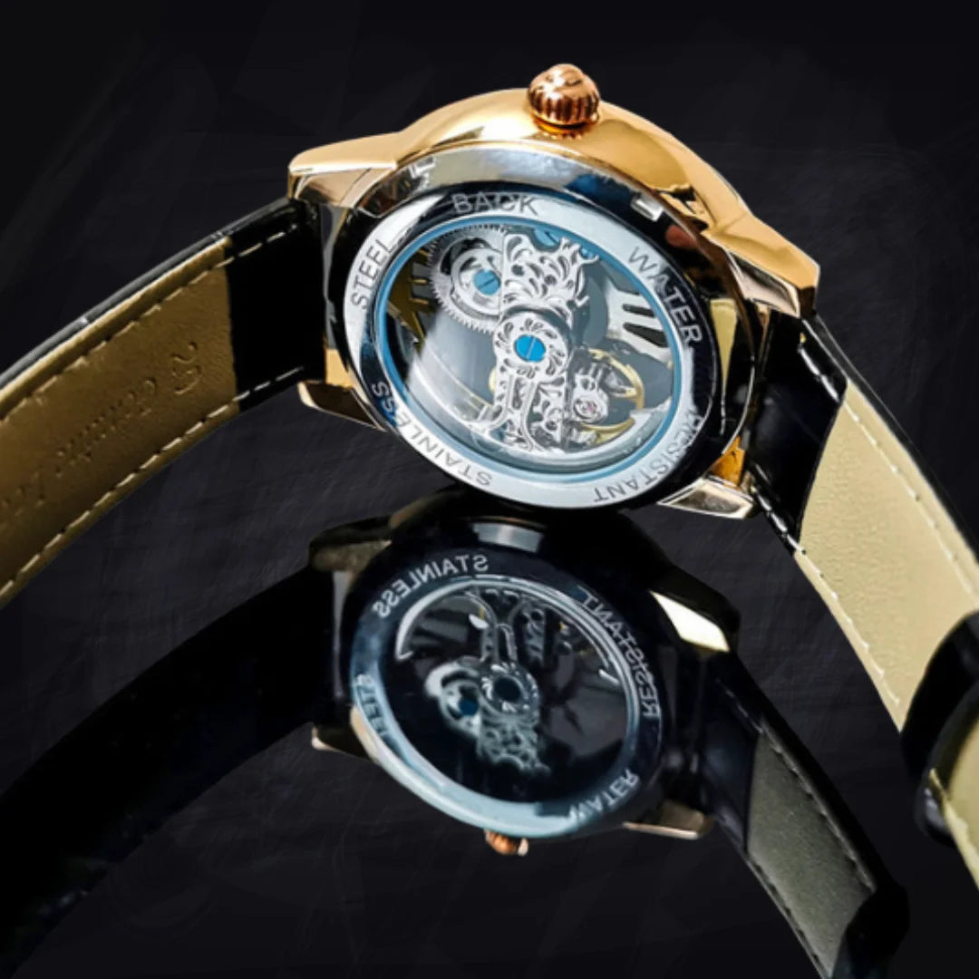 Men's Linear Skeleton Watch | Bridge Movement Automatic | Transparent Exhibition Case