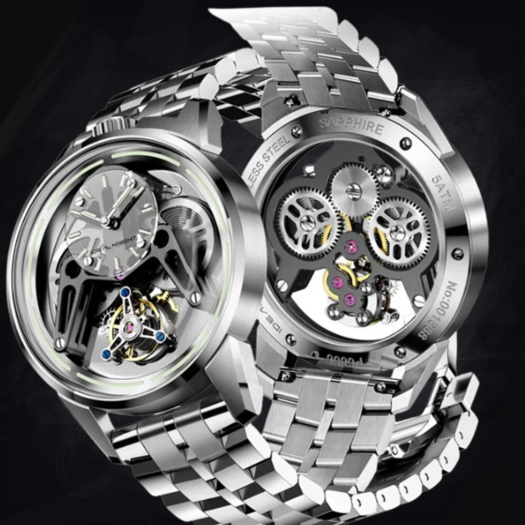 New Armor Tourbillon Mechanical Watch for Men — 13.5mm Oversize Metal Watch