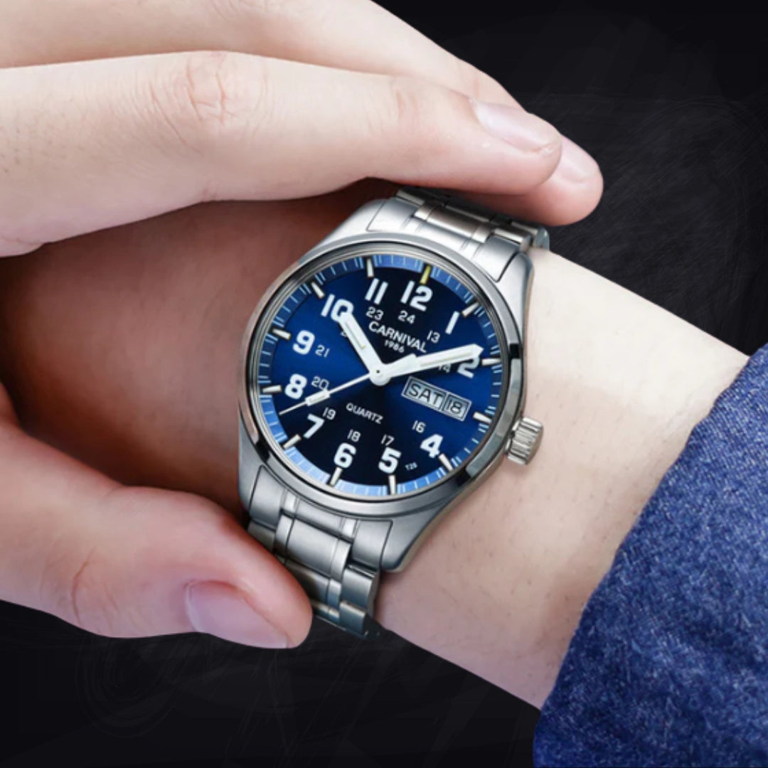 Men's Luminous Quartz Watch – 40mm Calendar Date Display with Night Vision