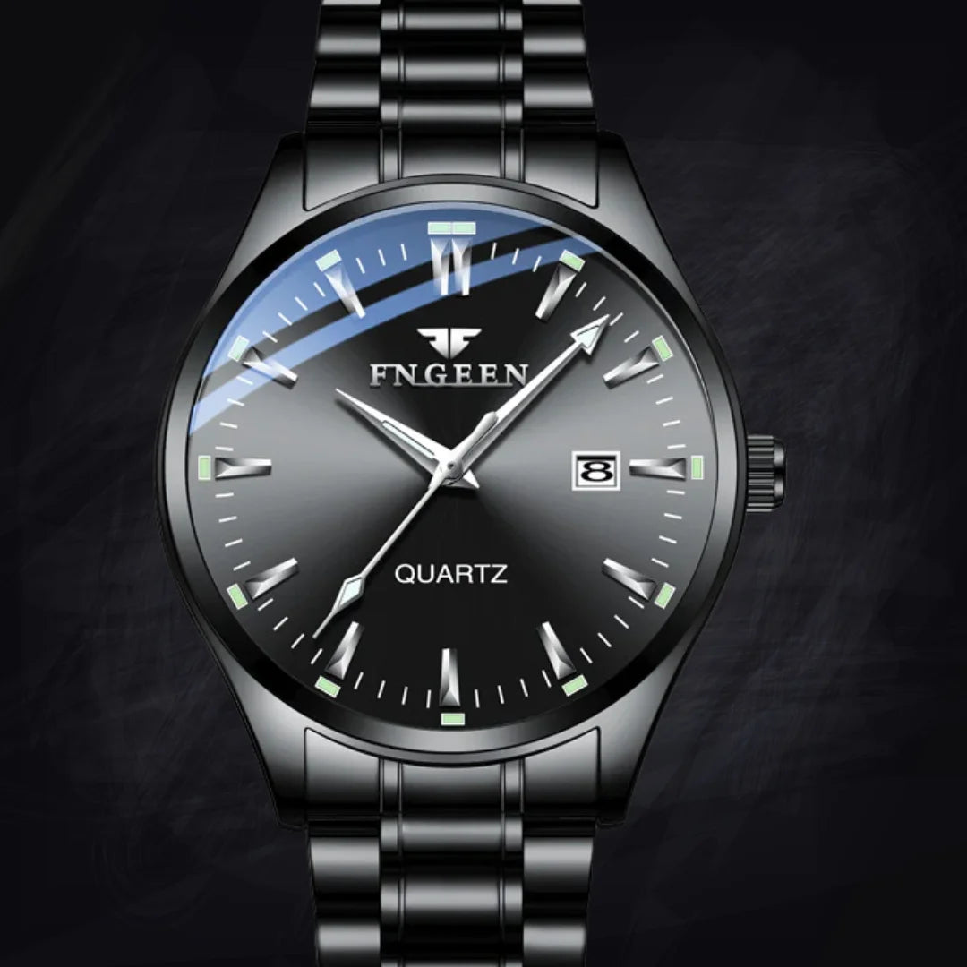 Men's 10mm Slim Quartz Watch: Folding Buckle | Steel & Leather Options