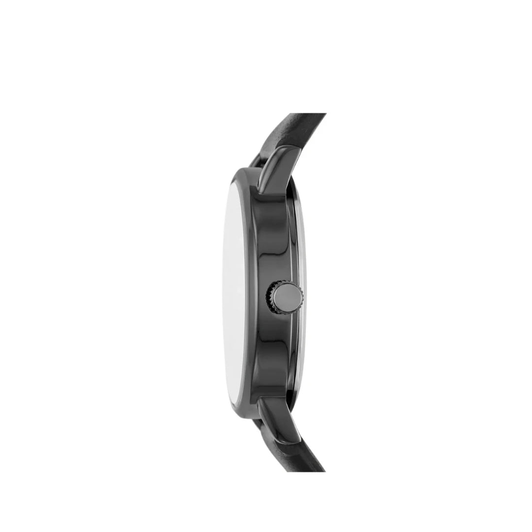 Time and Tru Women’s Gunmetal & Gold Crystal Accent Watch – Black Leather Strap (Model: FMDOTT058)