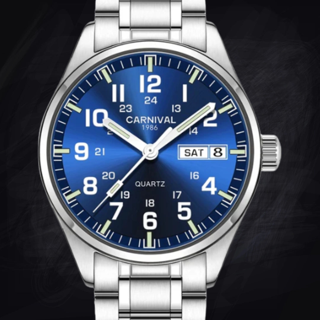 Men's Luminous Quartz Watch – 40mm Calendar Date Display with Night Vision