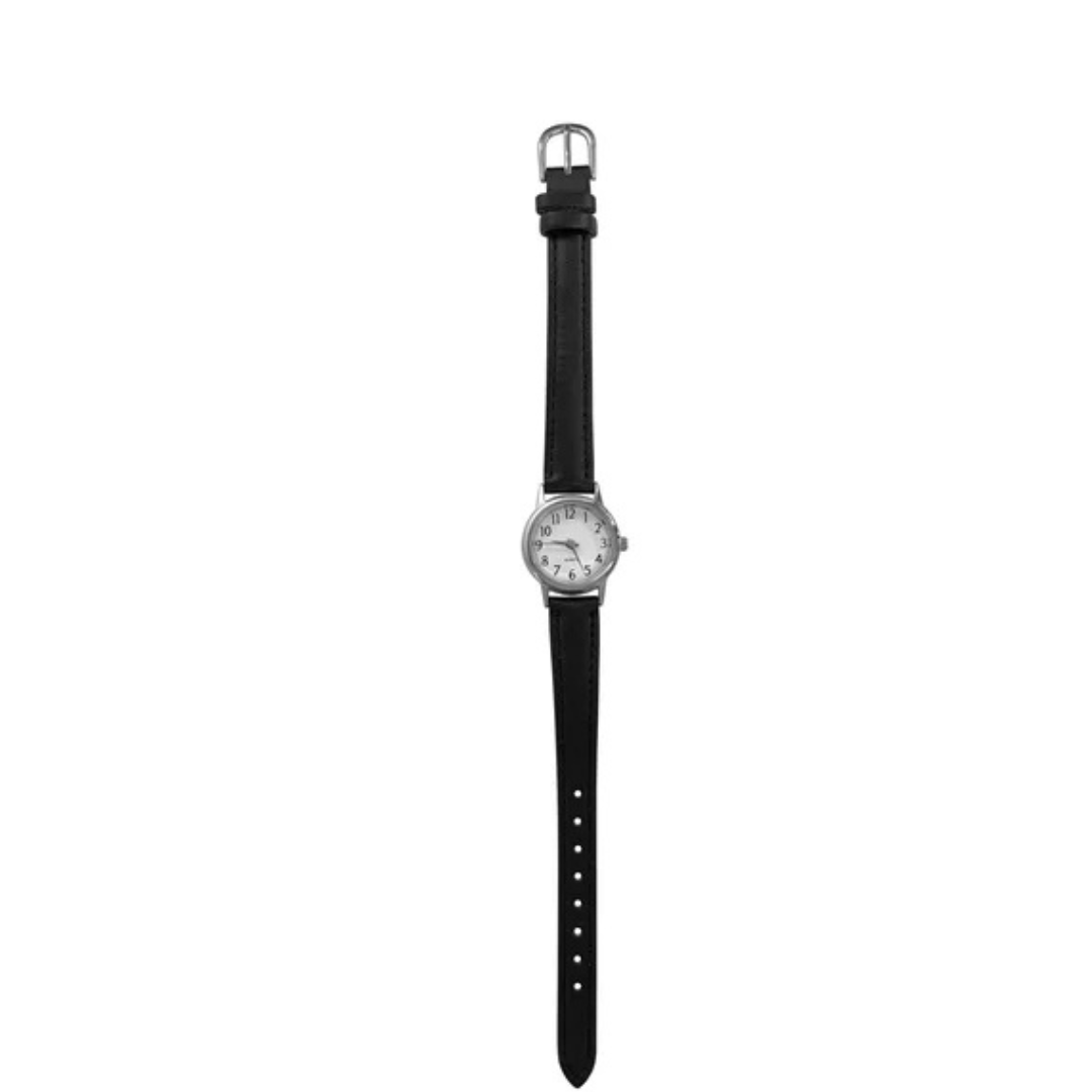 Time and Tru Women’s Classic Analog Watch – Round White Dial & Black Strap (Model: GEN607WM1)