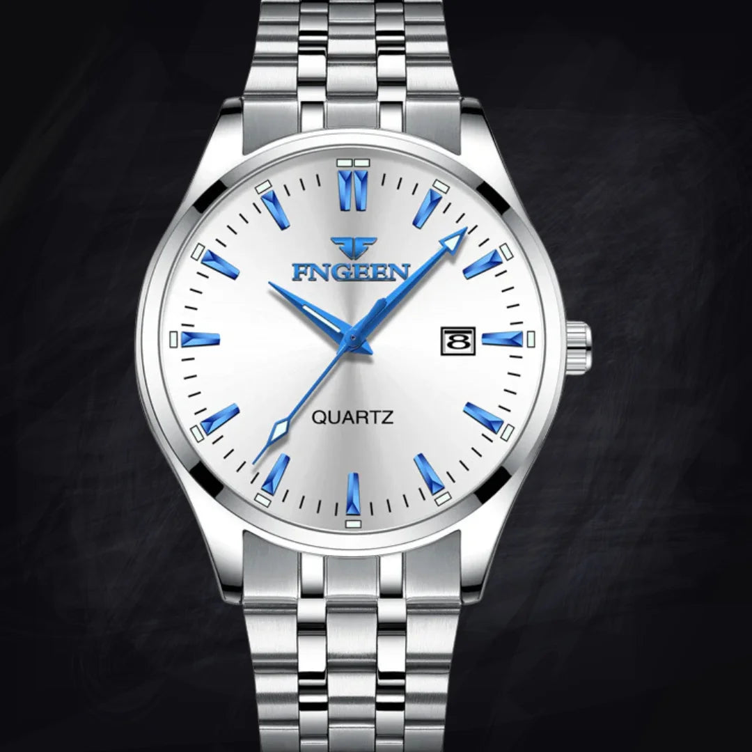 Men's 10mm Slim Quartz Watch: Folding Buckle | Steel & Leather Options