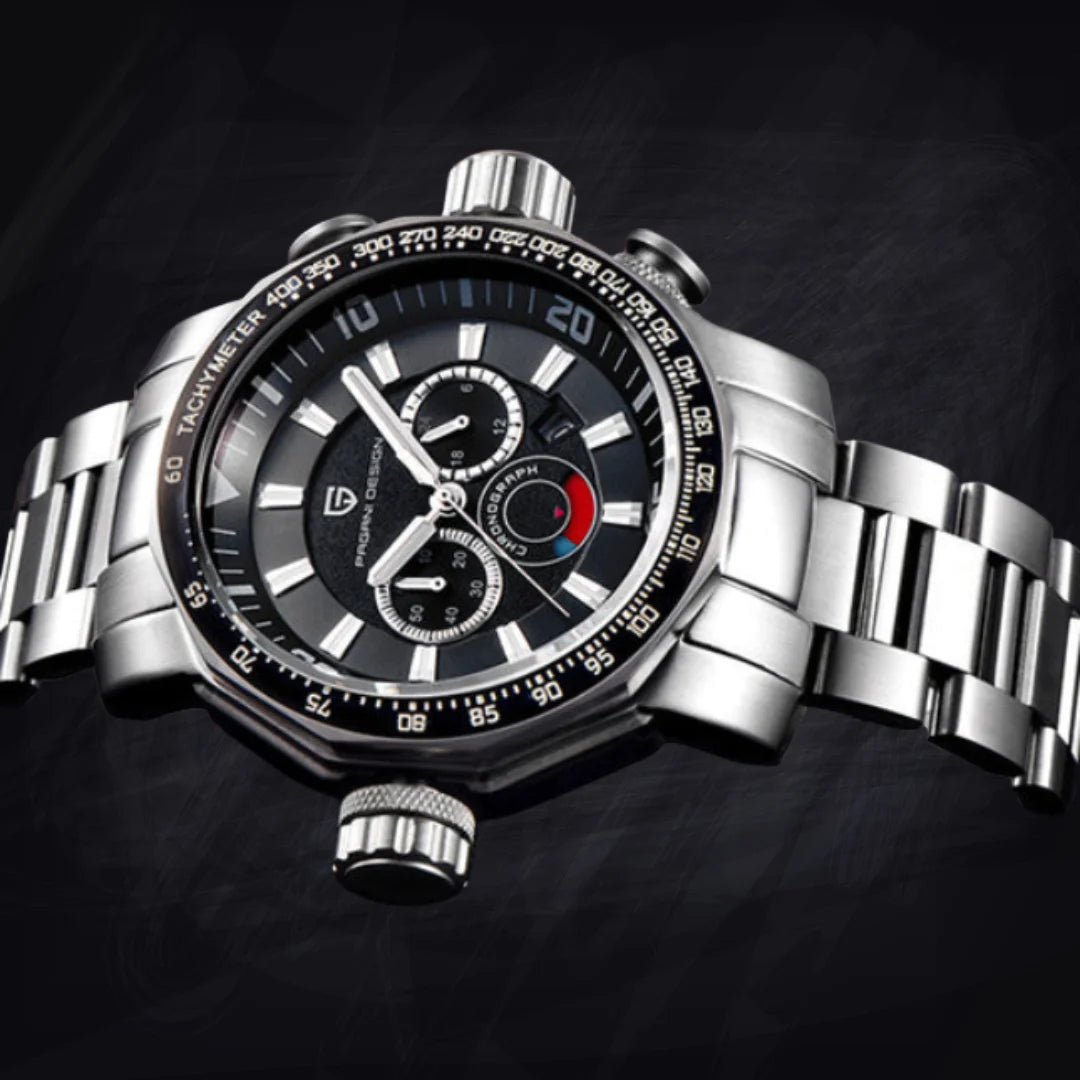Pagani Design Luxury Multifunction Quartz Watch – Men’s Stainless Steel Chronograph with Luminous Dial & Waterproof Build
