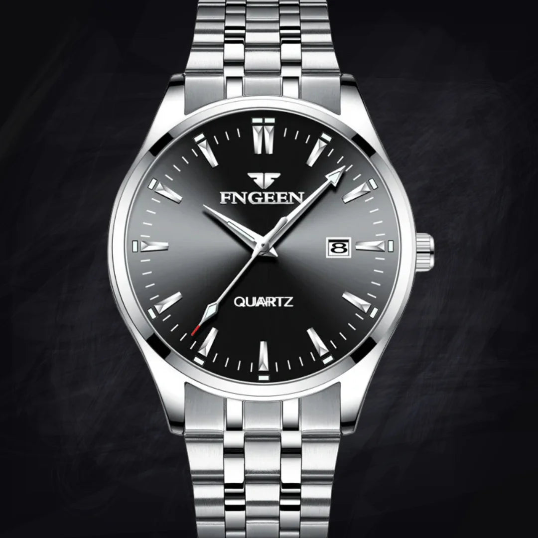 Men's 10mm Slim Quartz Watch: Folding Buckle | Steel & Leather Options