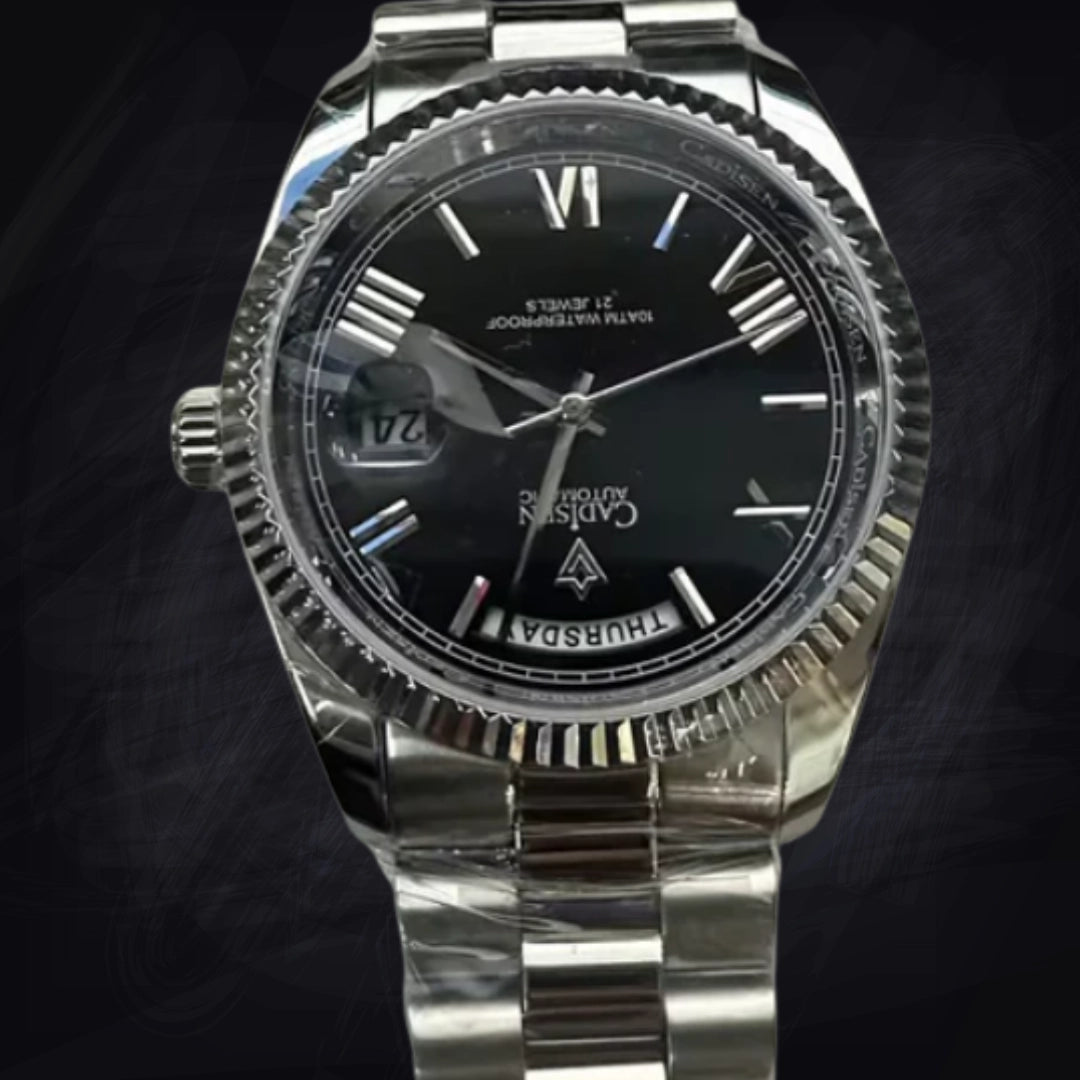 Men's Luxury Date Automatic Watch – 100M Waterproof Mechanical Timepiece with Sapphire Crystal & Fluted Bezel