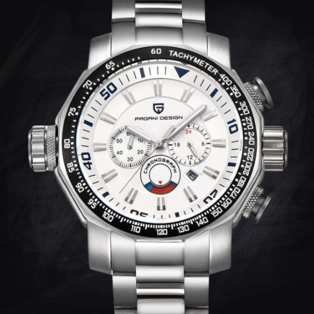 Pagani Design Luxury Multifunction Quartz Watch – Men’s Stainless Steel Chronograph with Luminous Dial & Waterproof Build