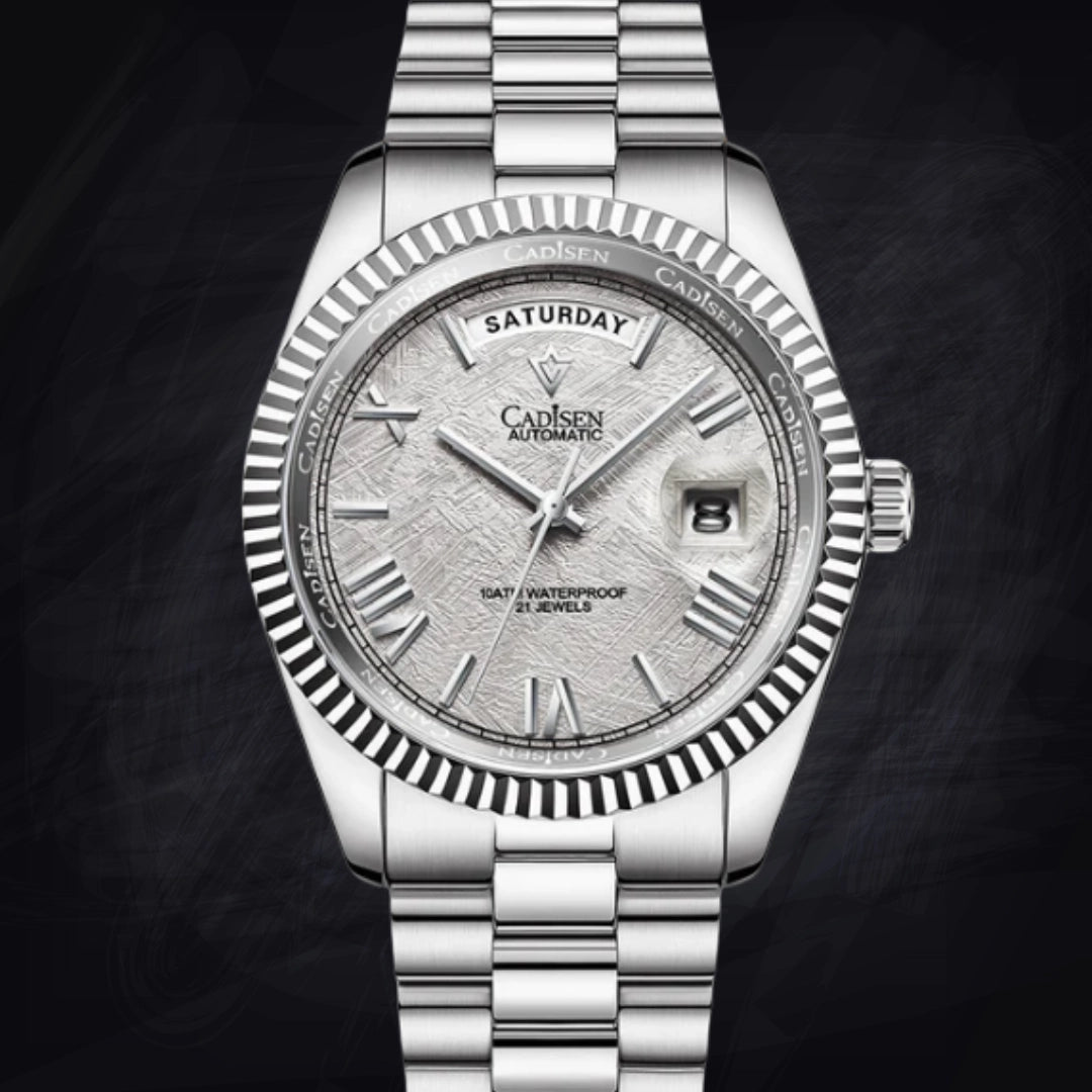 Men's Luxury Date Automatic Watch – 100M Waterproof Mechanical Timepiece with Sapphire Crystal & Fluted Bezel