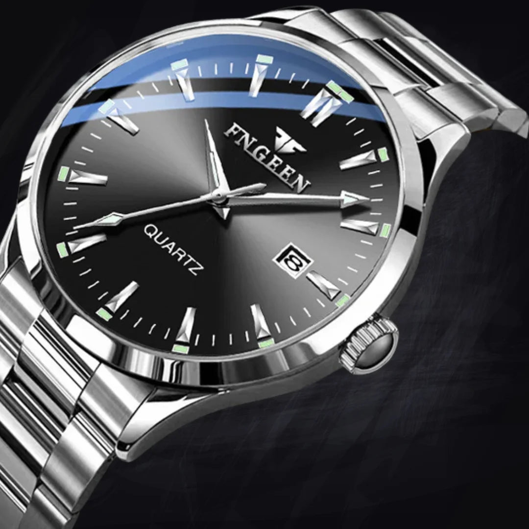 Men's 10mm Slim Quartz Watch: Folding Buckle | Steel & Leather Options