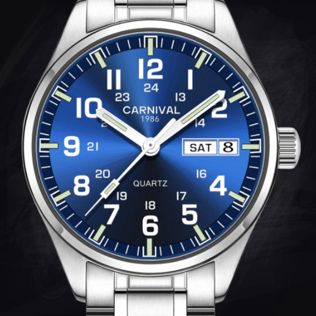 Men's Luminous Quartz Watch – 40mm Calendar Date Display with Night Vision