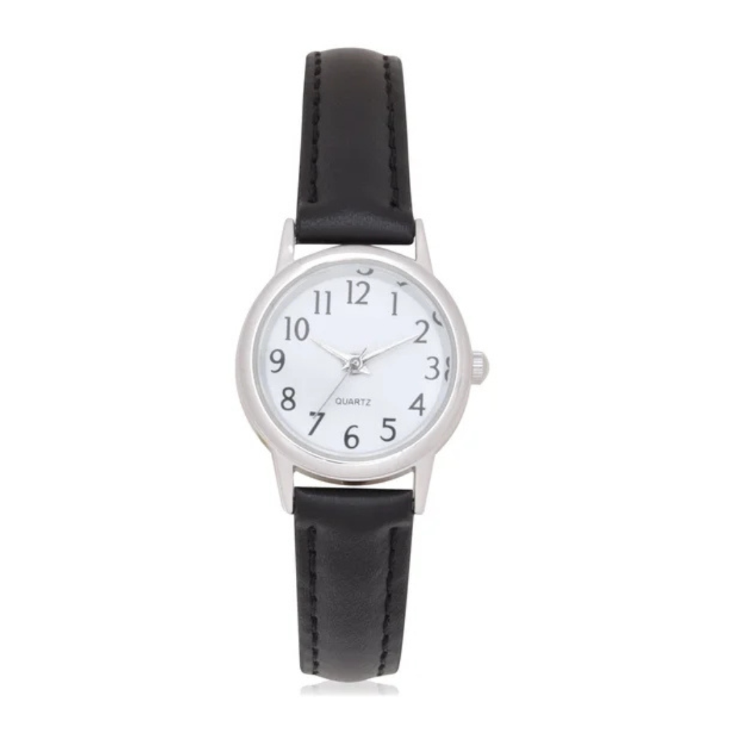 Time and Tru Women’s Classic Analog Watch – Round White Dial & Black Strap (Model: GEN607WM1)