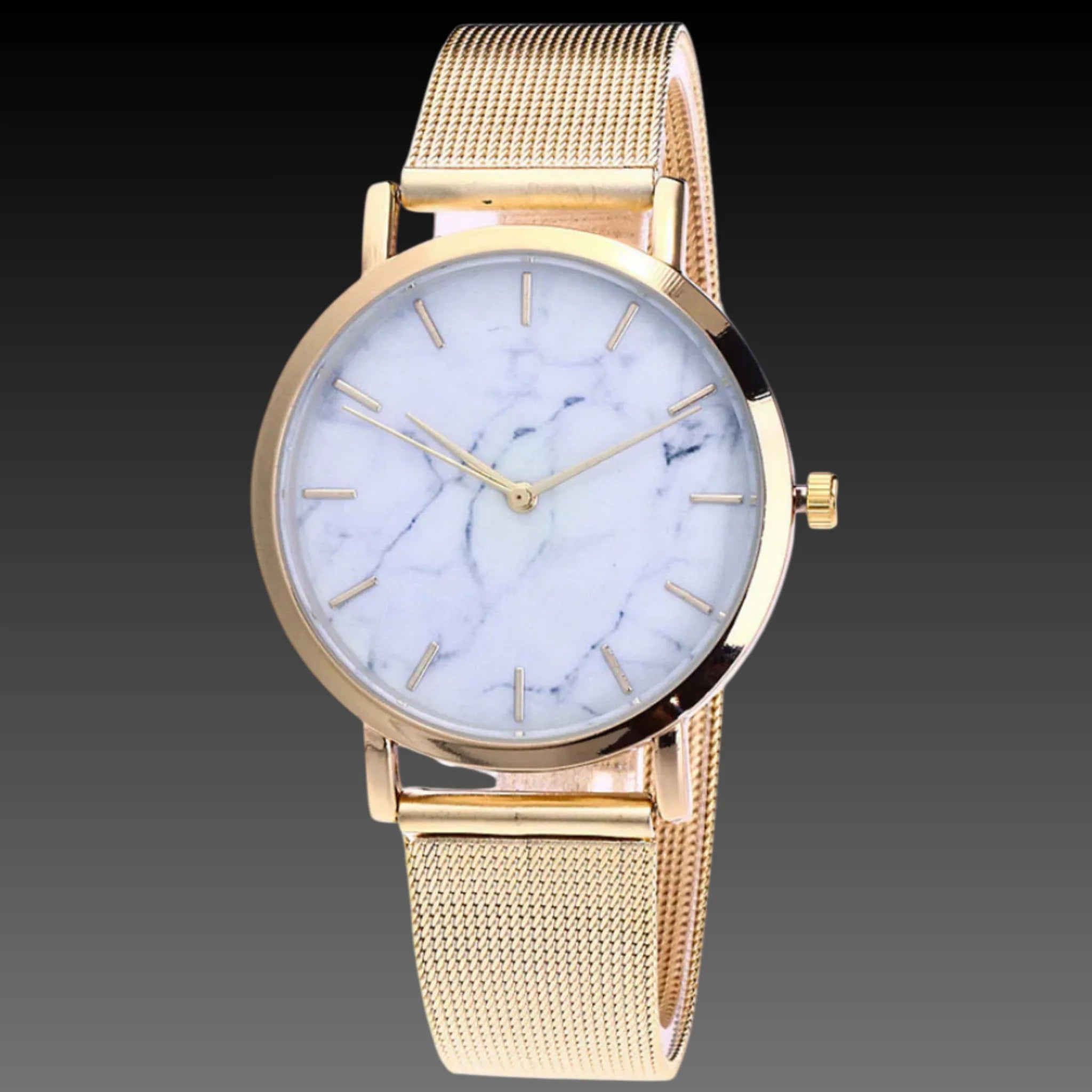 Women's Marble Dial Minimalist Watch | Mesh Strap | Modern Art Design