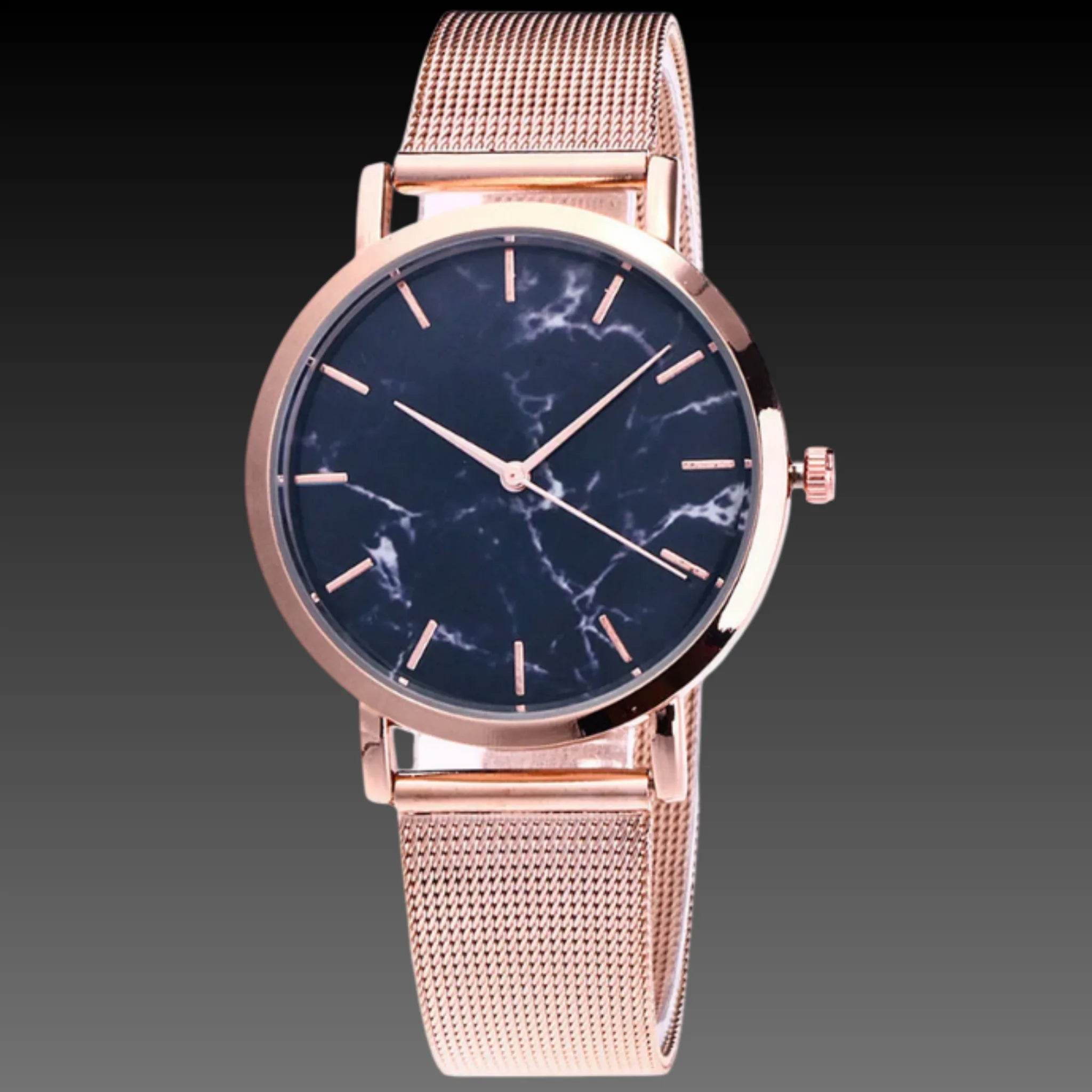 Women's Marble Dial Minimalist Watch | Mesh Strap | Modern Art Design