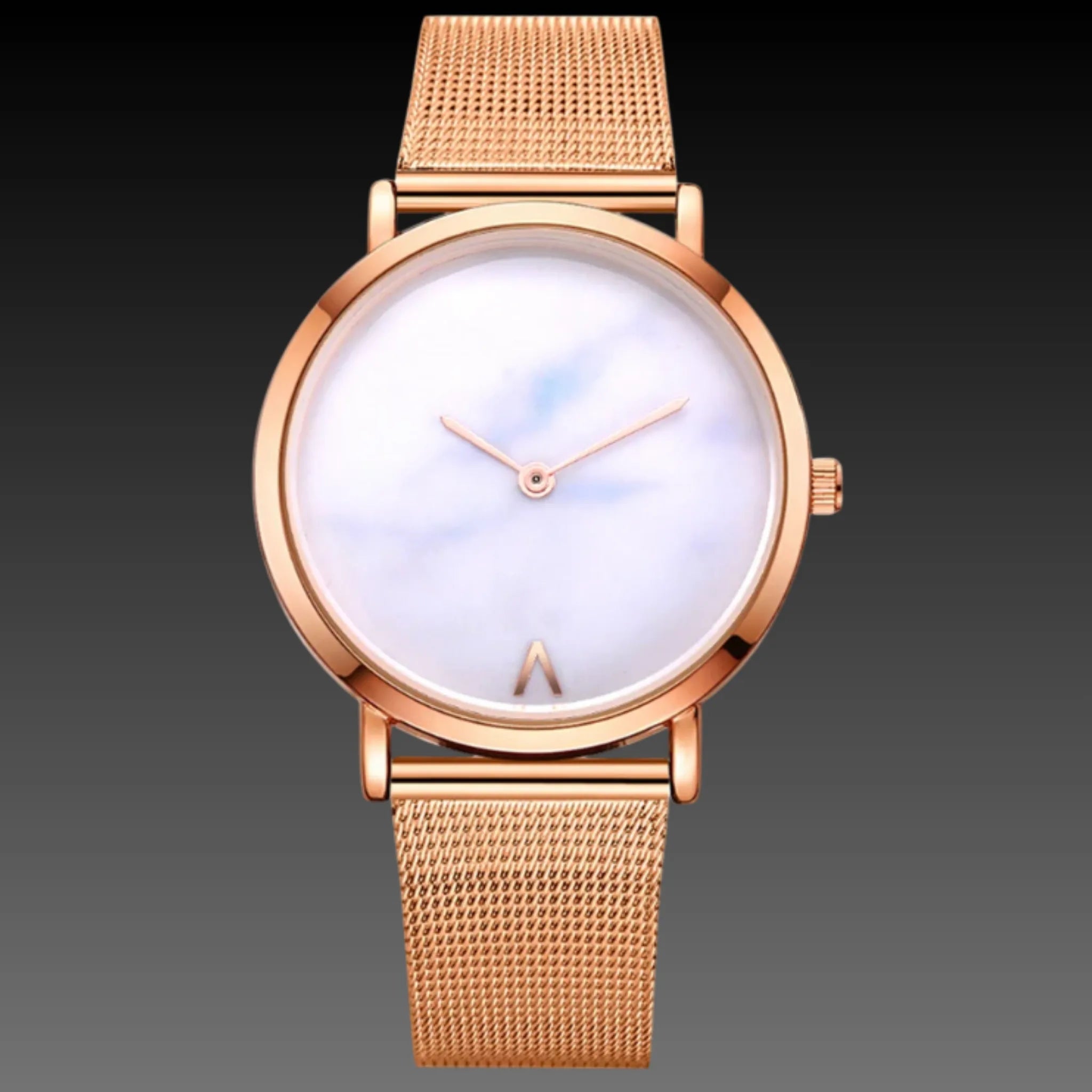 Women's Marble Dial Minimalist Watch | Mesh Strap | Modern Art Design