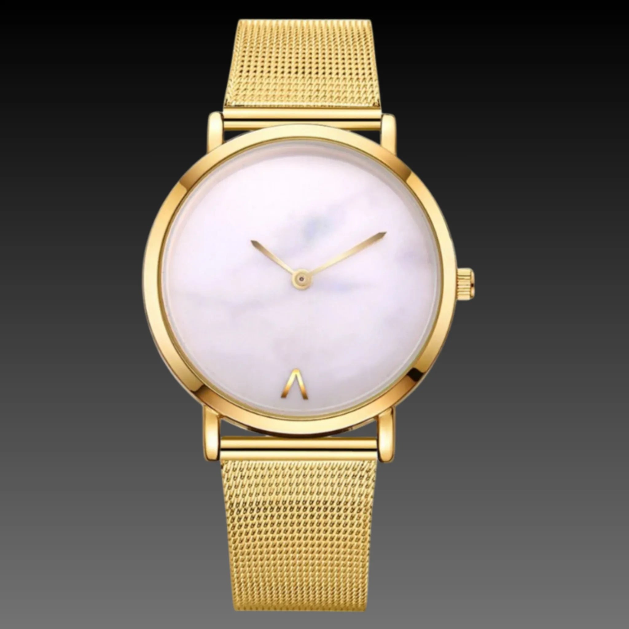 Women's Marble Dial Minimalist Watch | Mesh Strap | Modern Art Design
