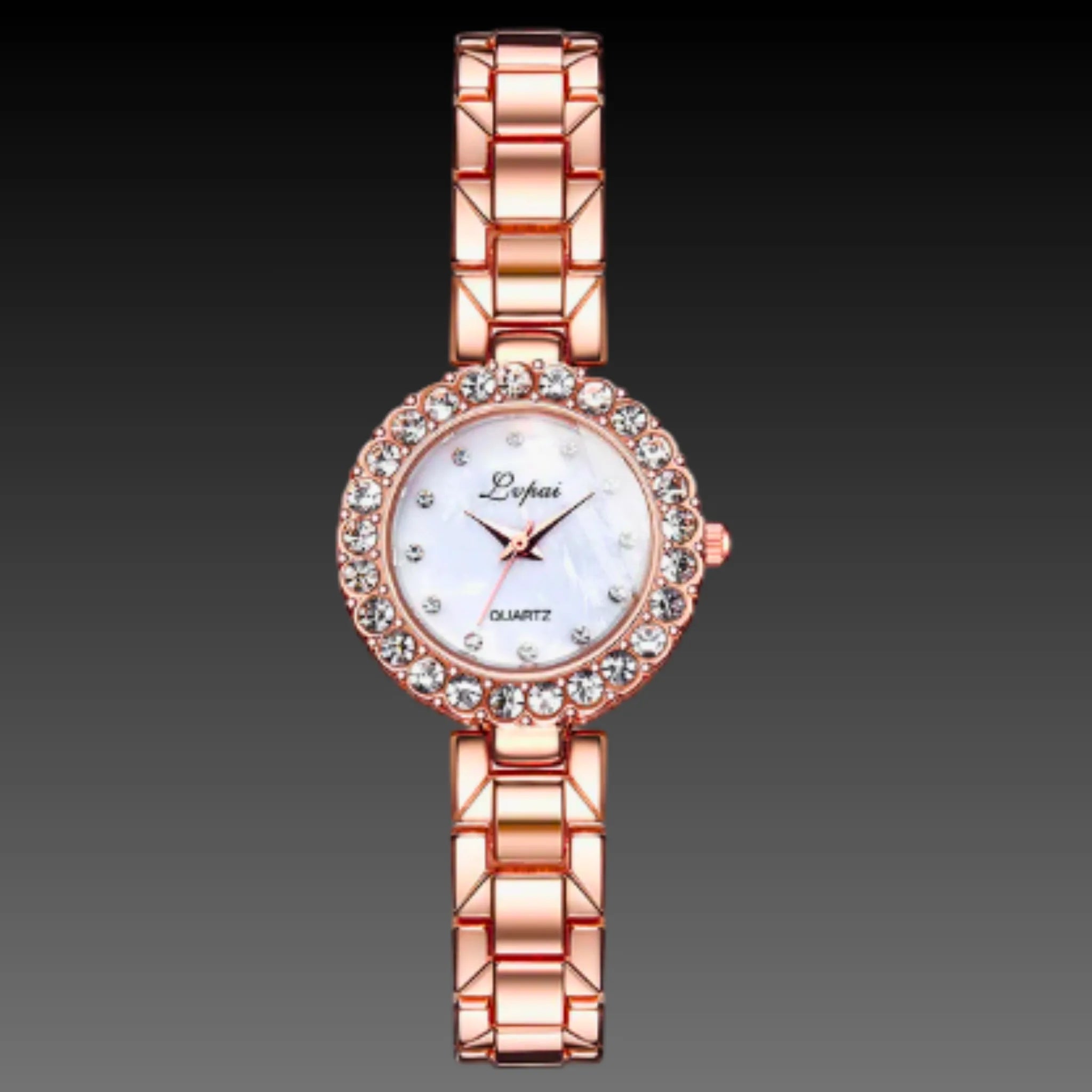 Women's Petite Watch & Bracelet Set | Rose Gold Stackable Jewelry | Small 21mm Dial