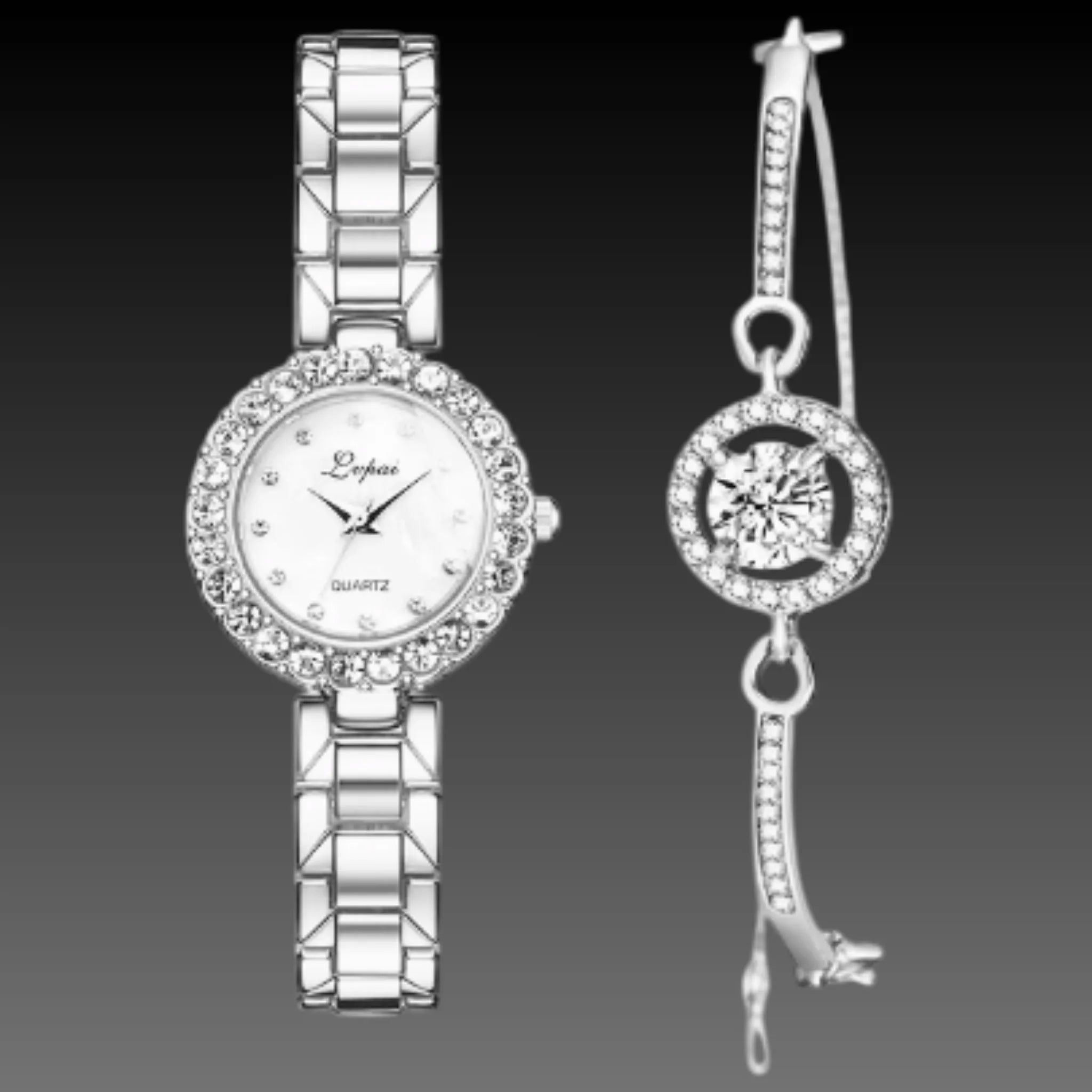 Women's Petite Watch & Bracelet Set | Rose Gold Stackable Jewelry | Small 21mm Dial