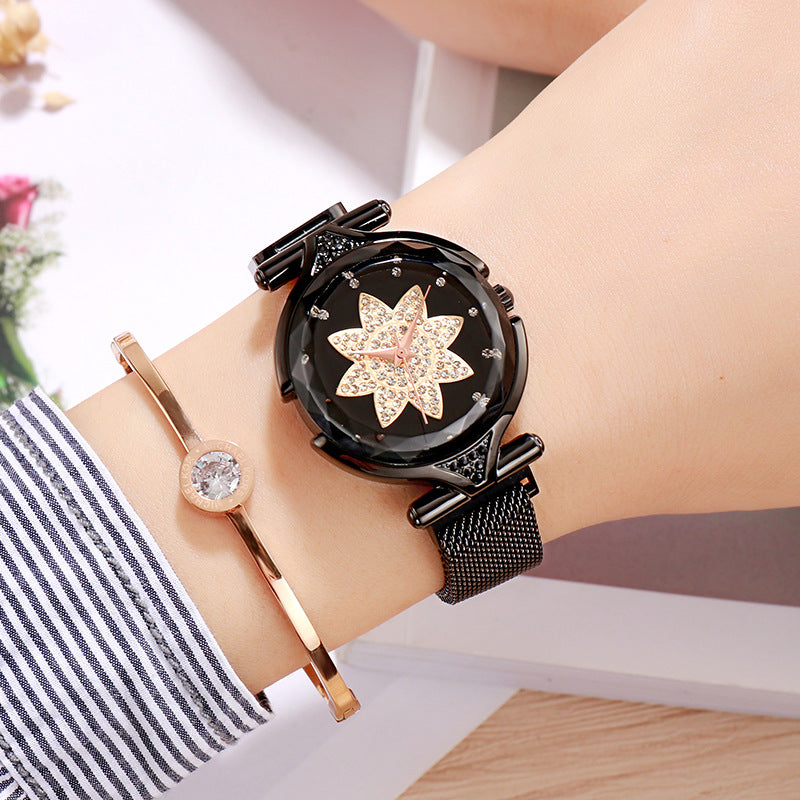 Magnetic "Lazy" Mesh Watch: 37mm Starry Dial | Effortless Magnetic Clasp | Korean Style