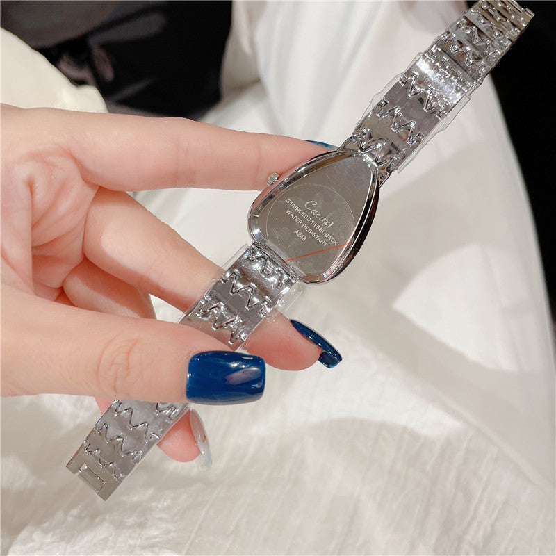 Women’s Oval Quartz Rhinestone Watch — Alloy Strap, 26mm Dial, 10m Waterproof