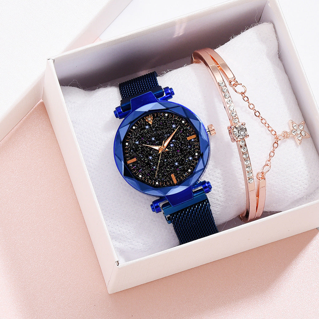 Ladies Magnetite Starry Sky Watch – Ultra-Slim Magnetic Mesh Quartz with Shimmering Dial