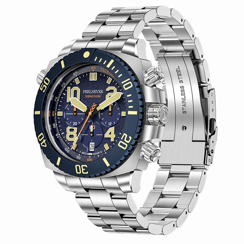 Men's 48mm "Deep Dive" Chronograph: 500M Waterproof | Meca-Quartz | Sapphire