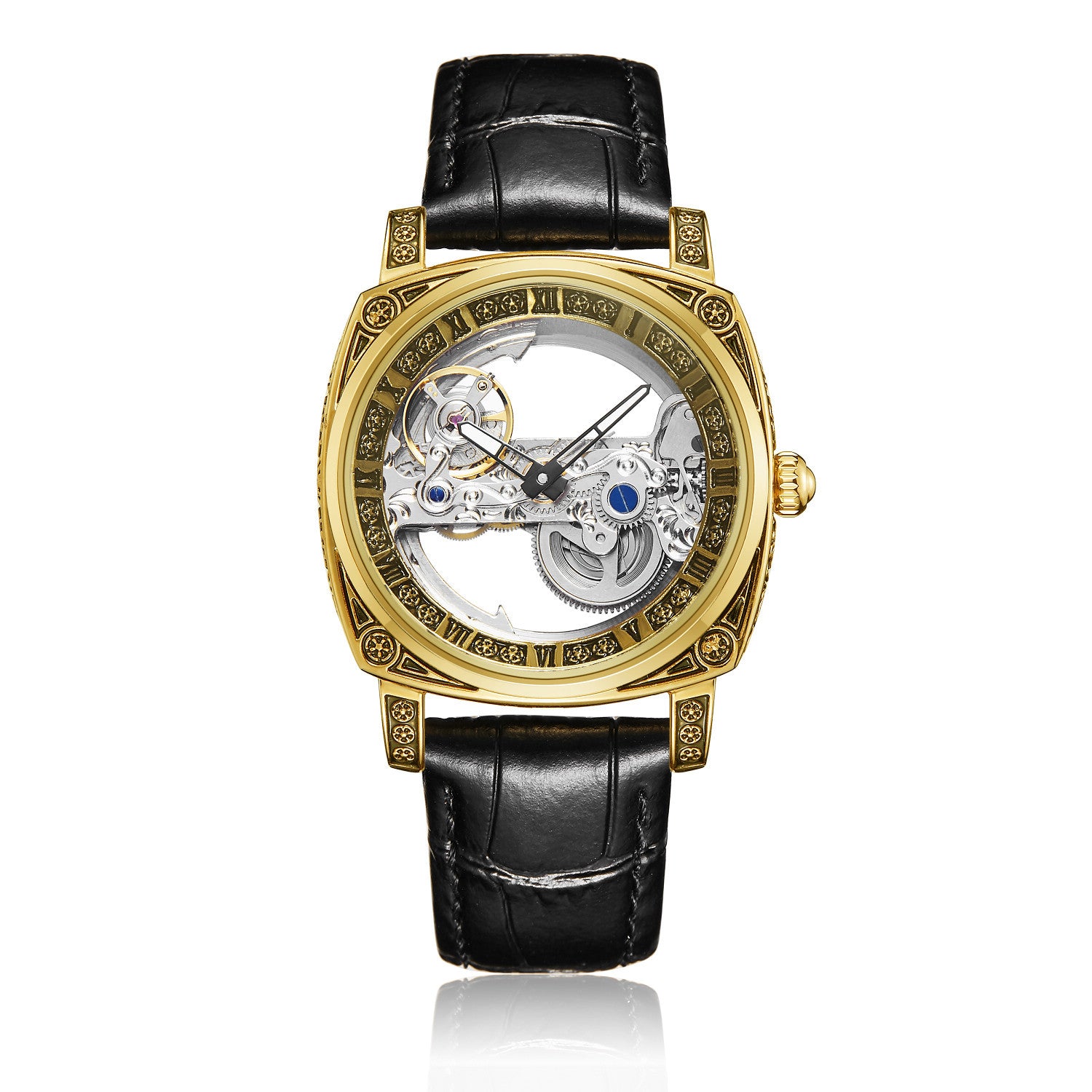 Relief-embossed Vintage Luminous Self-winding Mechanical Watch