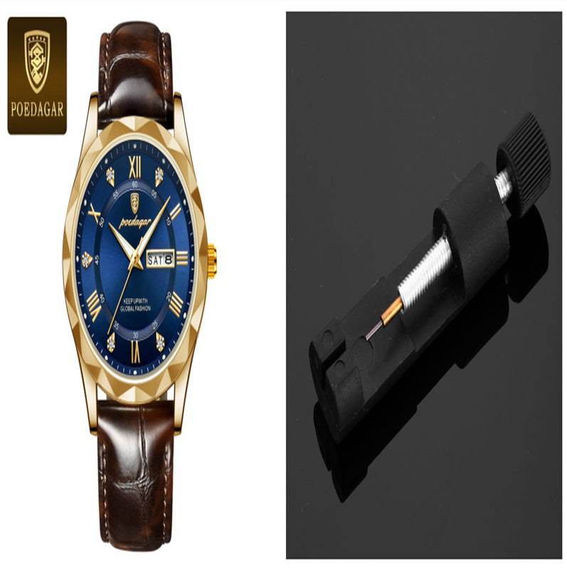 Men's Oversized Leather Watch | 47mm Big Face Chronograph Style | Luxury Quartz