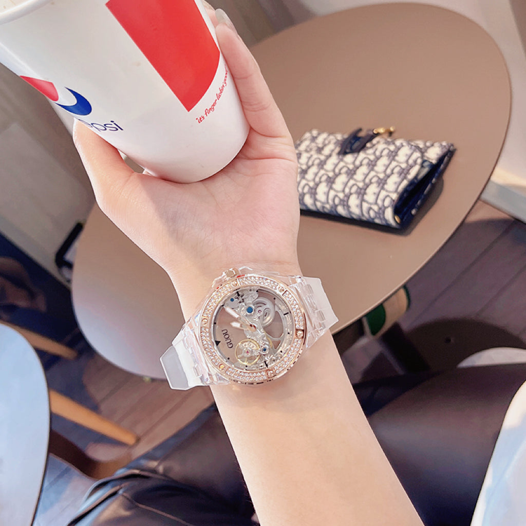 Luxury Skeleton Automatic Watch: 44mm Bold "Boyfriend" Case | Mechanical Sport Design