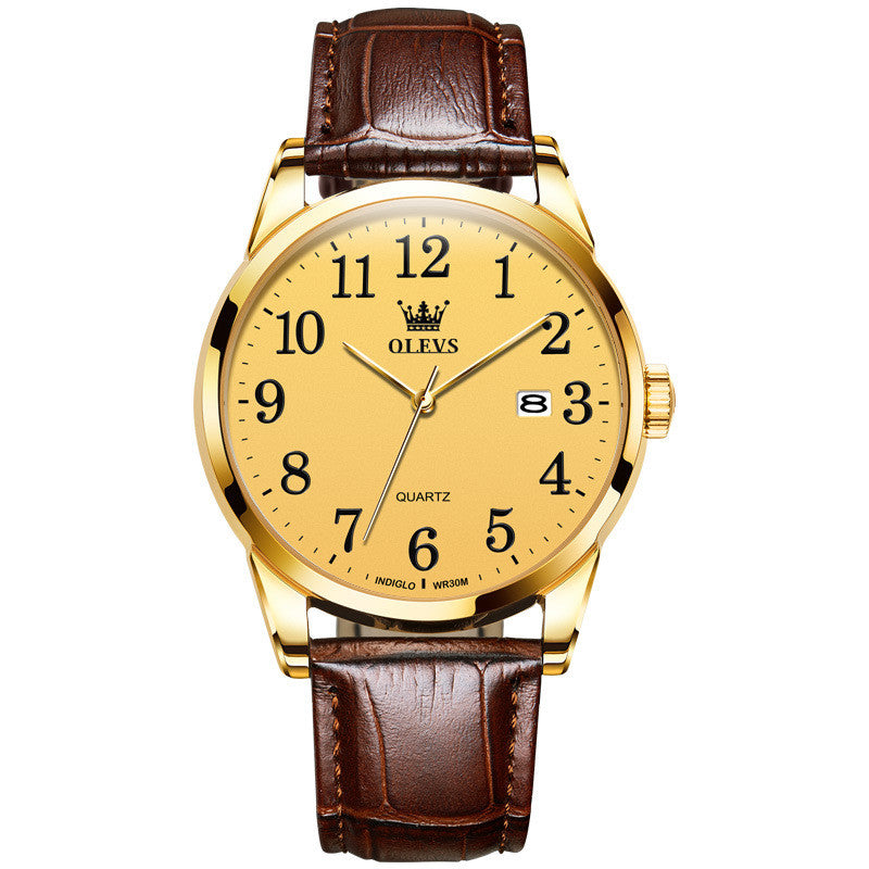 Men's 39mm Minimalist Leather Quartz Watch | 9mm Ultra-Slim